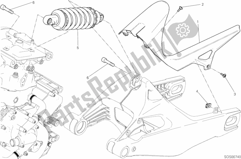 All parts for the Sospensione Posteriore of the Ducati Monster 821 Thailand 2016